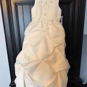 Ivory Girls' Flower Girl Dress with Beaded Bodice